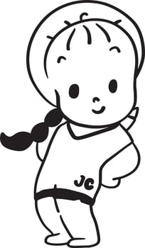Girl student cartoon doodle kawaii anime coloring page cute illustration drawing clip art character chibi manga comic vector