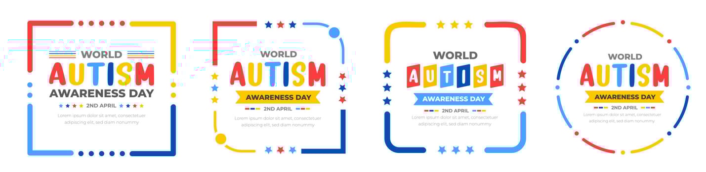 World autism awareness day typography design template set. World autism day colorful text design vector banner. design of autism. autism Health care Medical flat Text of April 02