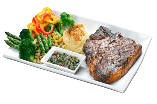 t bone steak with potato salad and vegetables png
