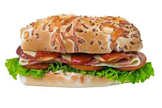 Sandwich with tomato, mozzarella, lettuce, salami png