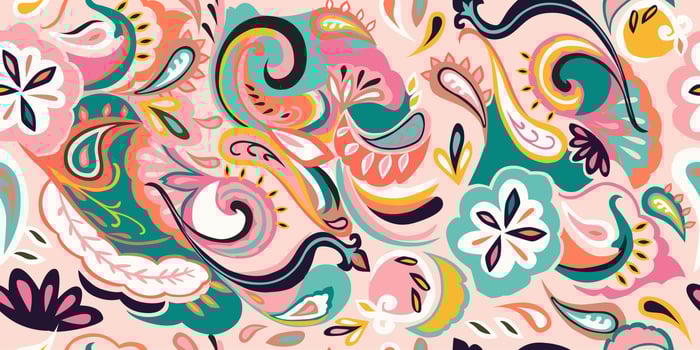 Modern hand drawn paisley ornament pattern. Abstract retro ethnic style. Fashionable vector template for your design.