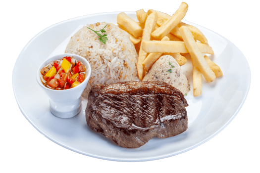 Roasted picanha, rice, french fries png