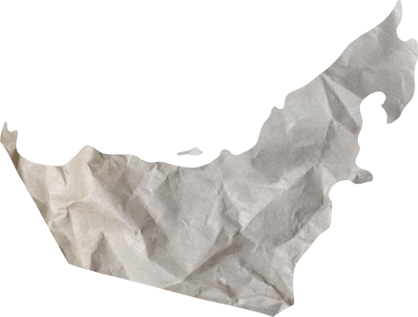 United Arab Emirates map paper texture cut out on transparent background. png