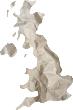 United Kingdom map paper texture cut out on transparent background. png