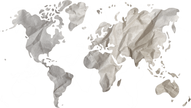 World map paper texture cut out on transparent background. png