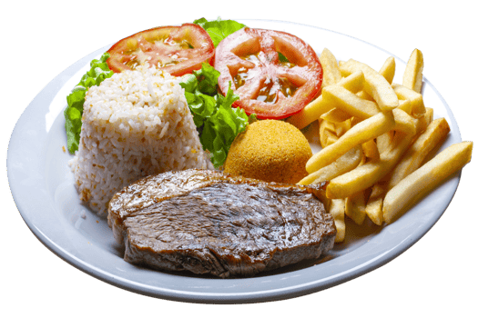 Roasted picanha steak, rice, salad, farofa, fries png