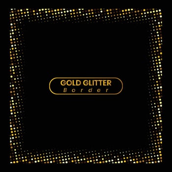 Square shape gold glitter vector on black background