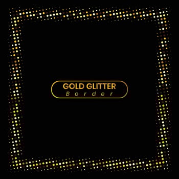 Gold glitter dotted border frame vector