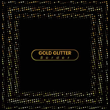 Gold glitter triple line border frame vector art
