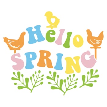 Easter Quote Spring sign in Groovy style, vector modern font design, isolated on white