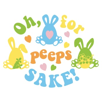 Easter Quote with bunny in Groovy style, vector modern font design, isolated on white. Kids invitation cards, baby fashion