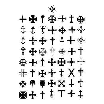 set of christian cross icons isolated on white background vector