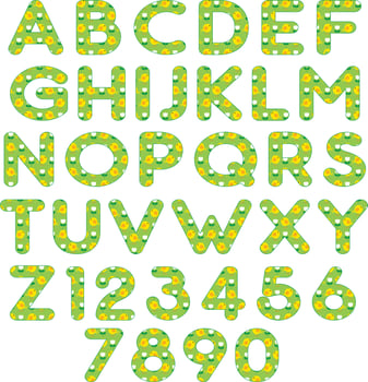 Easter chick and tulips pattern alphabet vector