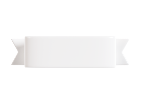 White ribbon banner 3d render - illustration of glossy text box for title sign or advertising message. png