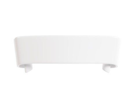Ribbon text banner 3d render - white glossy rolled double tape for sale or promotion message. png