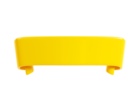 Ribbon text banner 3d render - yellow glossy rolled double tape for sale or promotion message. png
