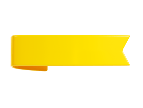 Yellow ribbon banner 3d render illustration - simple text tag or label for sale and promotion message. png