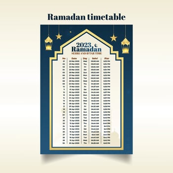 Ramadan 2023 Editable Schedule or Calendar Template vector