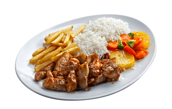 pork with rice and potatoes png