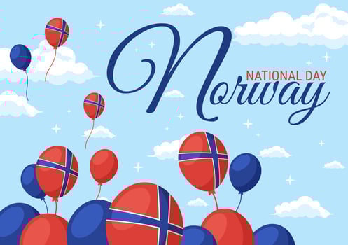 Norway National Day on May 17 Illustration with Flag Norwegian and Holiday Celebration in Flat Cartoon Hand Drawn for Landing Page Templates vector