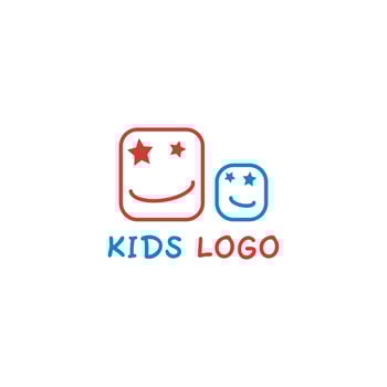 Children's channel logo with two square faces. vector