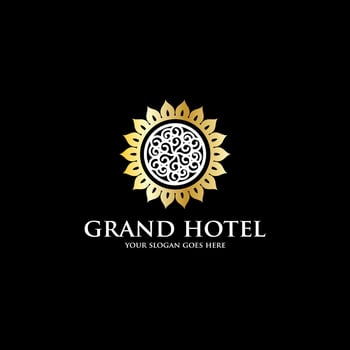 grand sun hotel logo inspiration, luxury hotel logo template vector