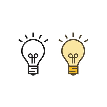 lightbulb logo icon illustration colorful and outline vector