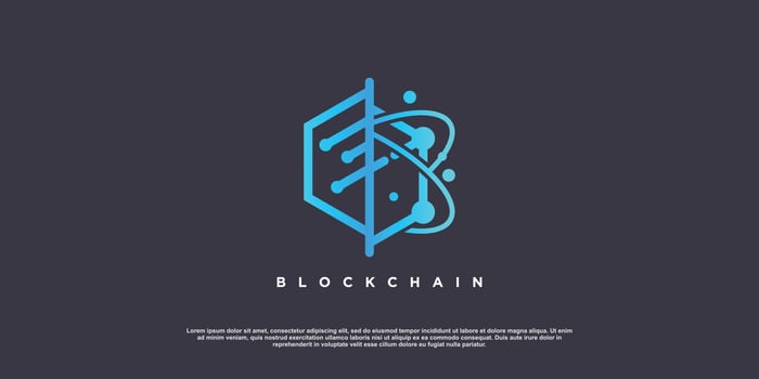 Blockchain logo design with creative unique concept vector