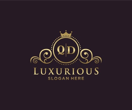 Initial QD Letter Royal Luxury Logo template in vector art for Restaurant, Royalty, Boutique, Cafe, Hotel, Heraldic, Jewelry, Fashion and other vector illustration.