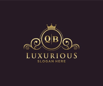 Initial QB Letter Royal Luxury Logo template in vector art for Restaurant, Royalty, Boutique, Cafe, Hotel, Heraldic, Jewelry, Fashion and other vector illustration.