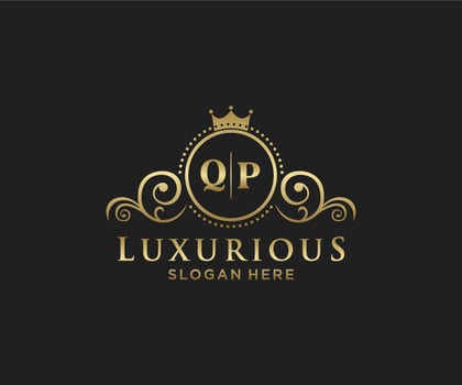 Initial QP Letter Royal Luxury Logo template in vector art for Restaurant, Royalty, Boutique, Cafe, Hotel, Heraldic, Jewelry, Fashion and other vector illustration.