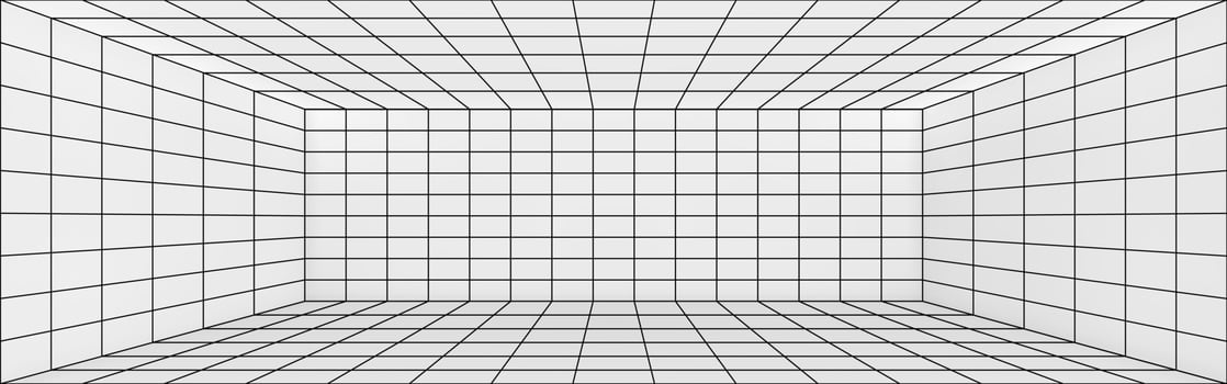 3D perspective of wireframe room background vector