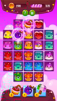 Mobile game app with funny jelly creatures vector