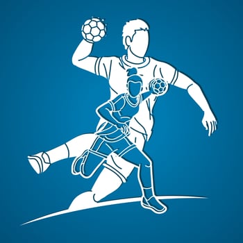 Silhouette Handball Sport Team Male and Female Players vector