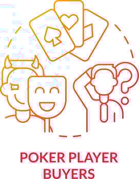 Poker player buyers red gradient concept icon. Best price seekers. Hidden needs. Dealing with customers abstract idea thin line illustration. Isolated outline drawing vector