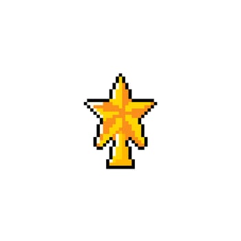 golden star trophy in pixel art style vector