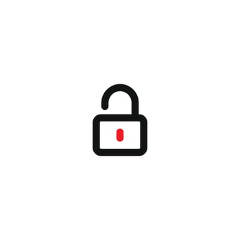 A black and red lock icon on a white background vector