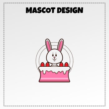 rabbit cake logo mascot illustration vector design