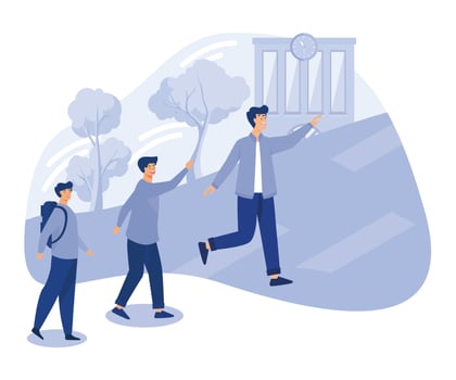 City quest,  Set up scavenger hunt team, get and complete tasks, discussing an action plan, people urban lifestyle, game challenge, flat vector modern illustration