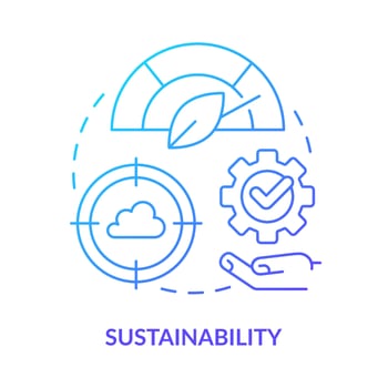 Sustainability in cloud computing blue gradient concept icon. Renewable sources. Environmental friendly abstract idea thin line illustration. Isolated outline drawing vector