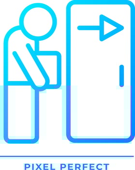 Dismissal pixel perfect gradient linear vector icon. Fired employee. Work loss. Jobless person. Staff reduction. Thin line color symbol. Modern style pictogram. Vector isolated outline drawing