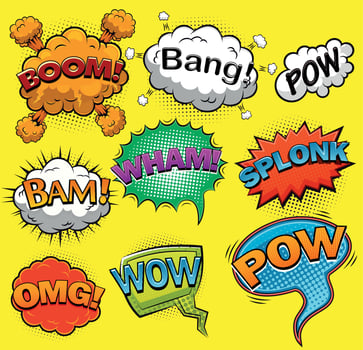 Comic speech bubbles. Sound effects. Vector illustration