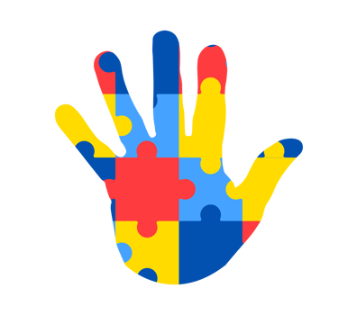 World autism awareness day. Colorful puzzle hand design sign. Symbol of autism. Medical flat illustration. Healthcare png