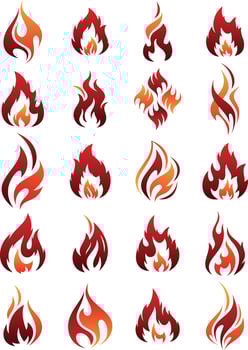 Set of colorful fire icon symbol for element design on the white background vector