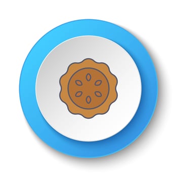 Round button for web icon, biscuit. Button banner round, badge interface for application illustration on white background vector