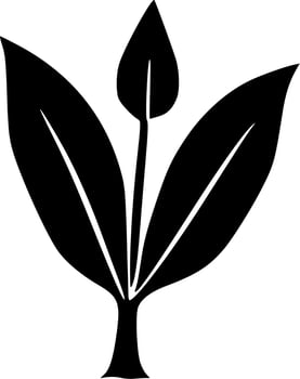 black and white of leaf icon vector