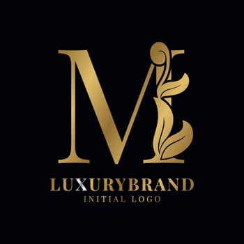 elegant letter M floral initial vector logo design element
