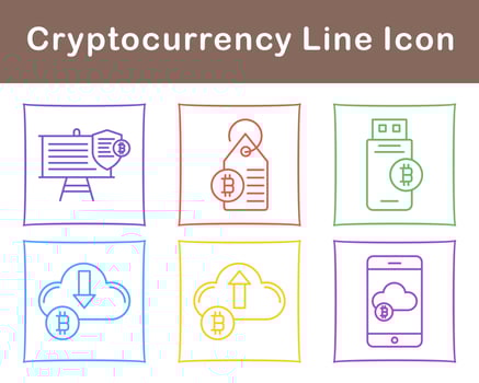 Bitcoin And Cryptocurrency Vector Icon Set