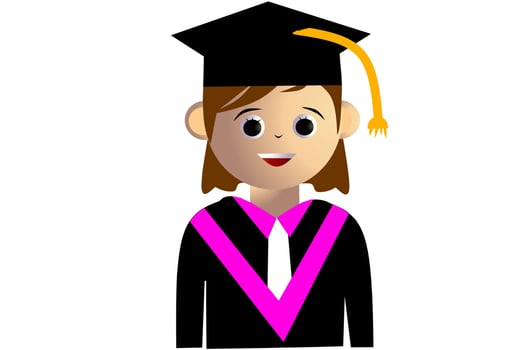 Graduate Student cartoon avatar isolated on white background. Vector illustration.