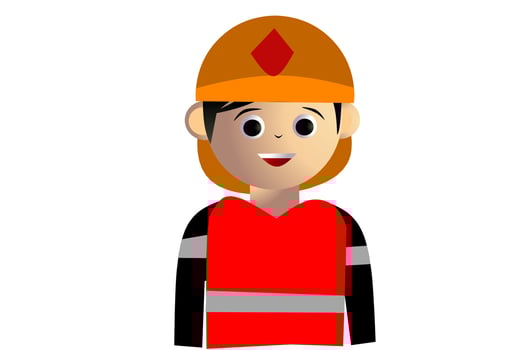 Firefighter cartoon avatar isolated on white background. Vector illustration.